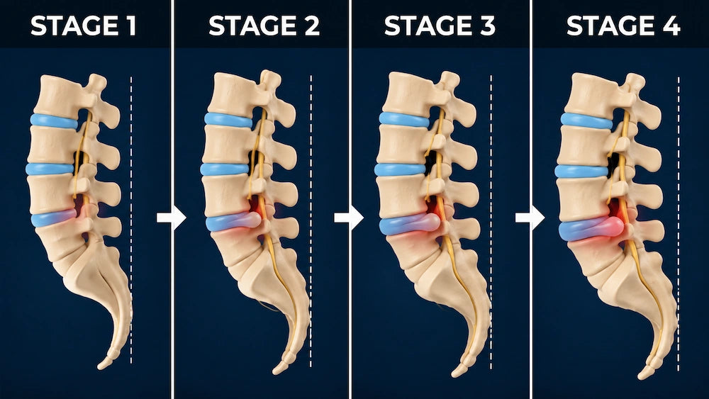 Stages of lumbar spine and disc degeneration